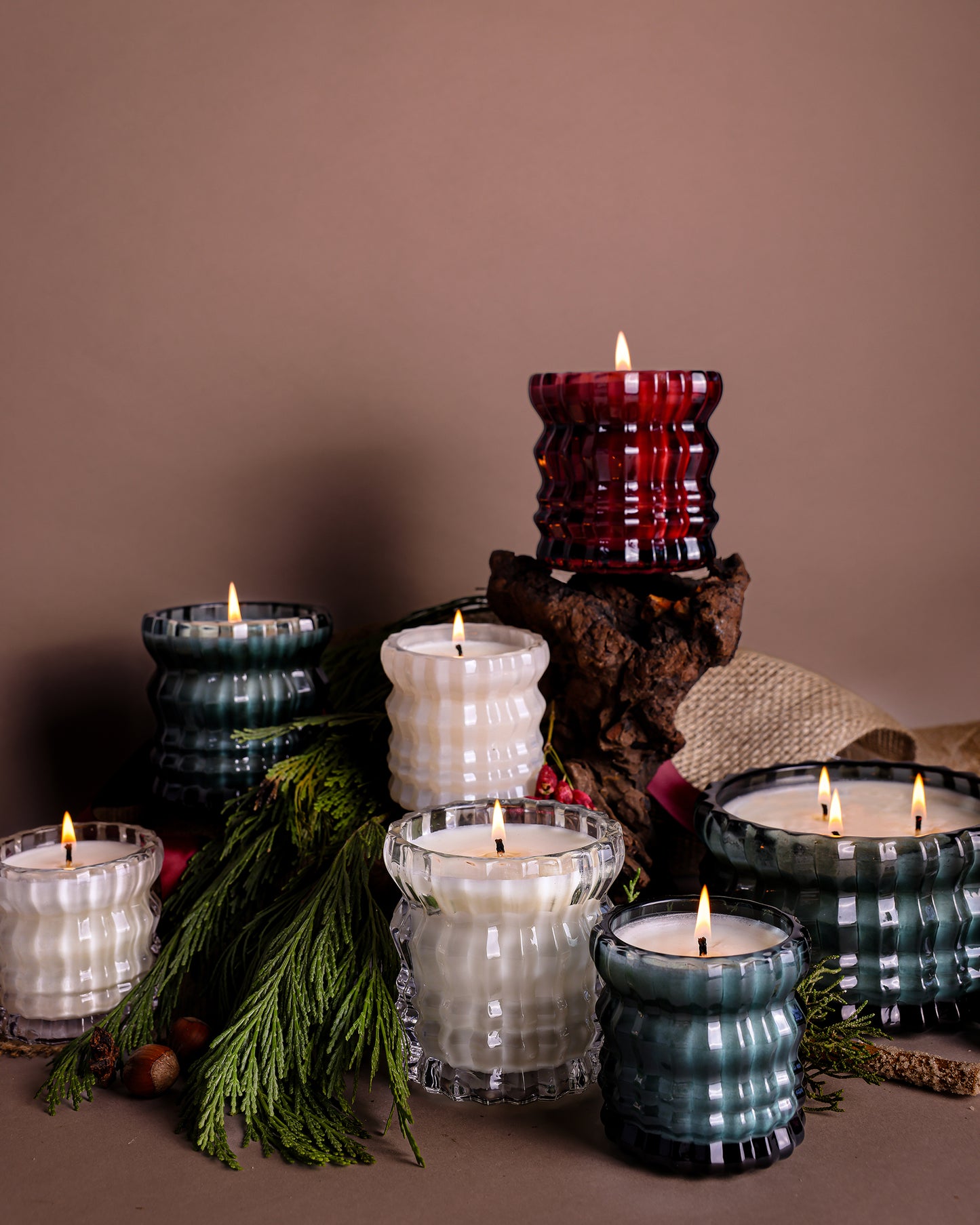 JOYEUX | 8oz Non-Toxic Candle in Textured Glass Vessel