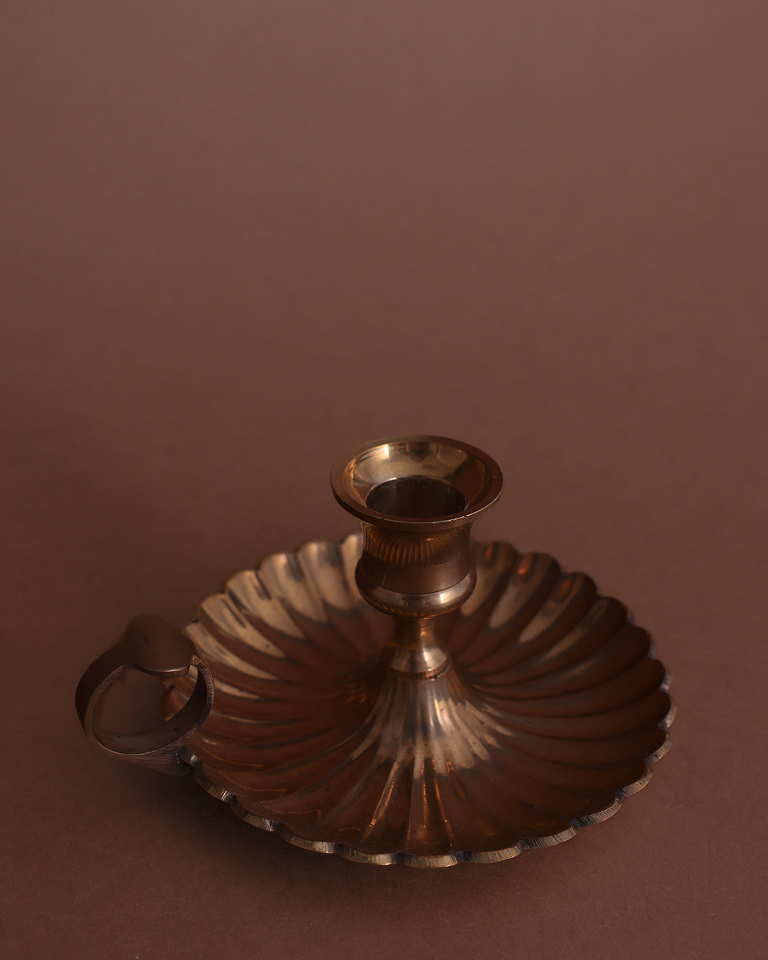 Scalloped Brass Candle Holder