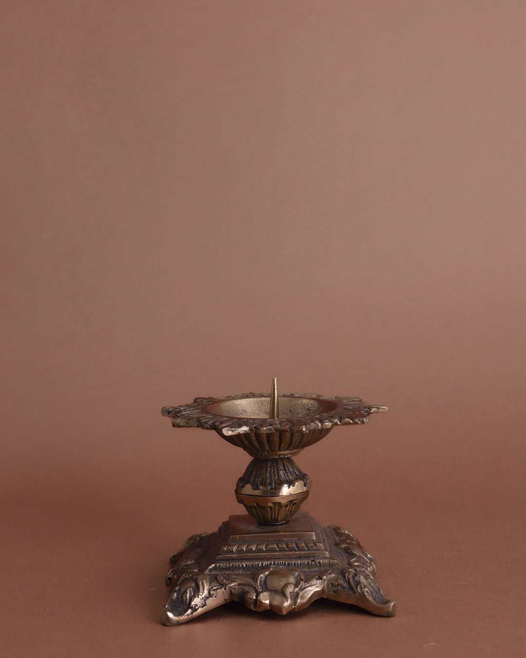 Brass Ornate Pillar Candle Holder