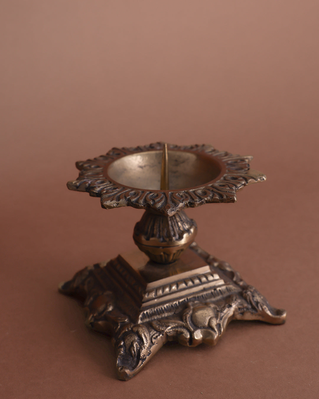 Brass Ornate Pillar Candle Holder