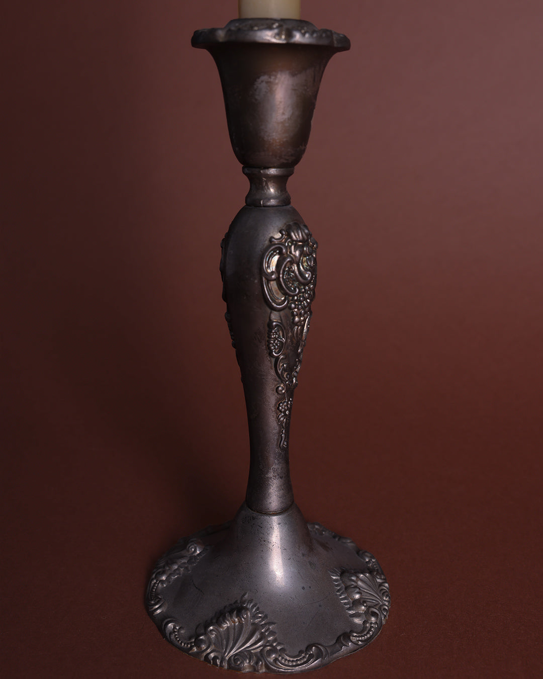 Ornate Silver-Plated Candlestick Holder