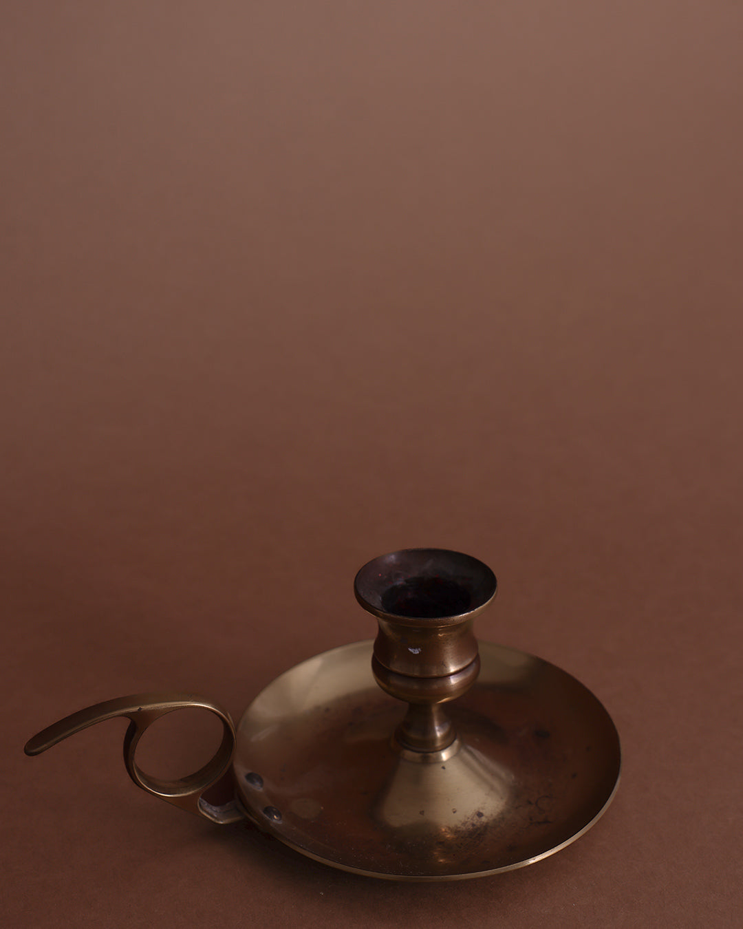 Vintage Finger Loop Brass Candle Holder