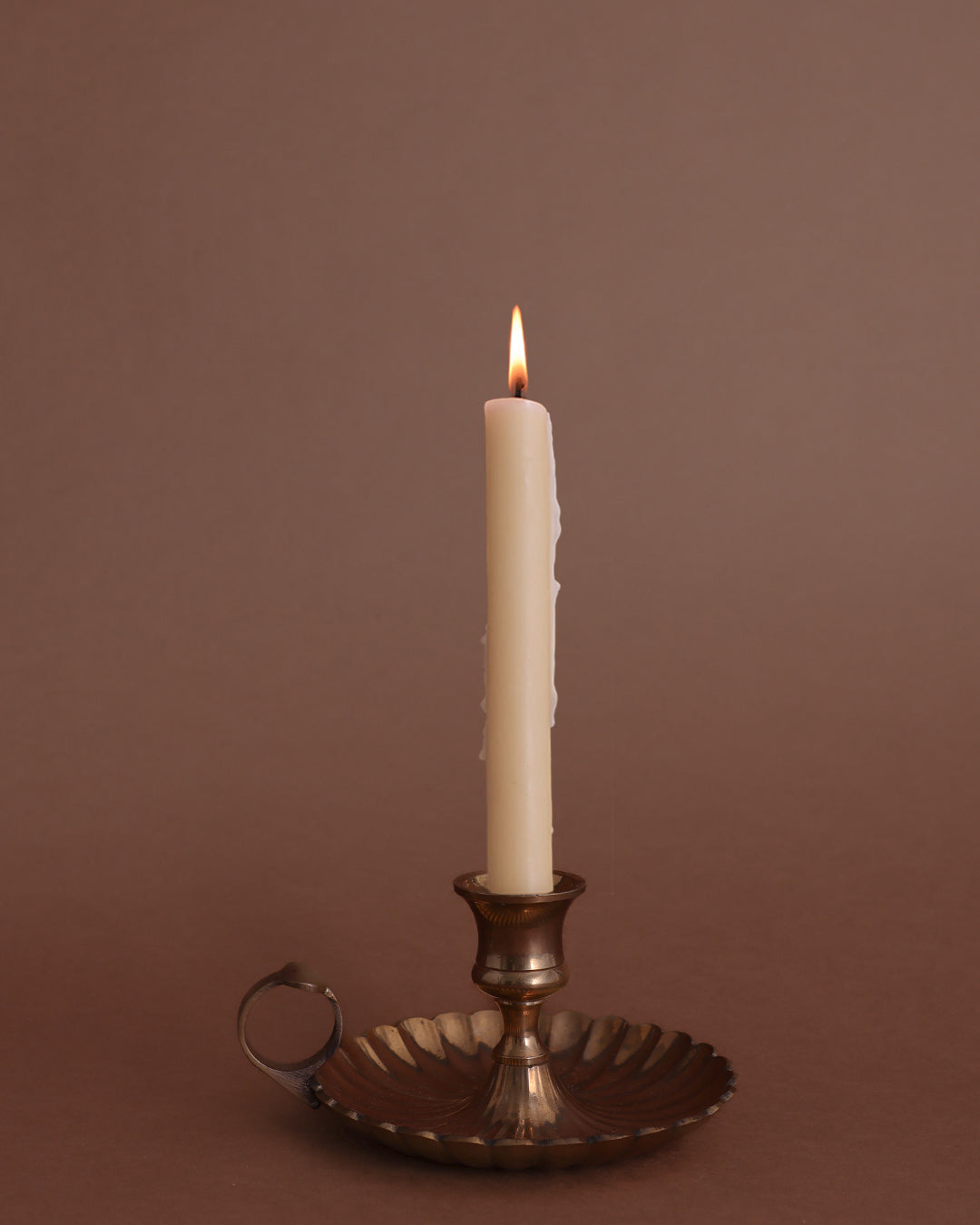 Scalloped Brass Candle Holder