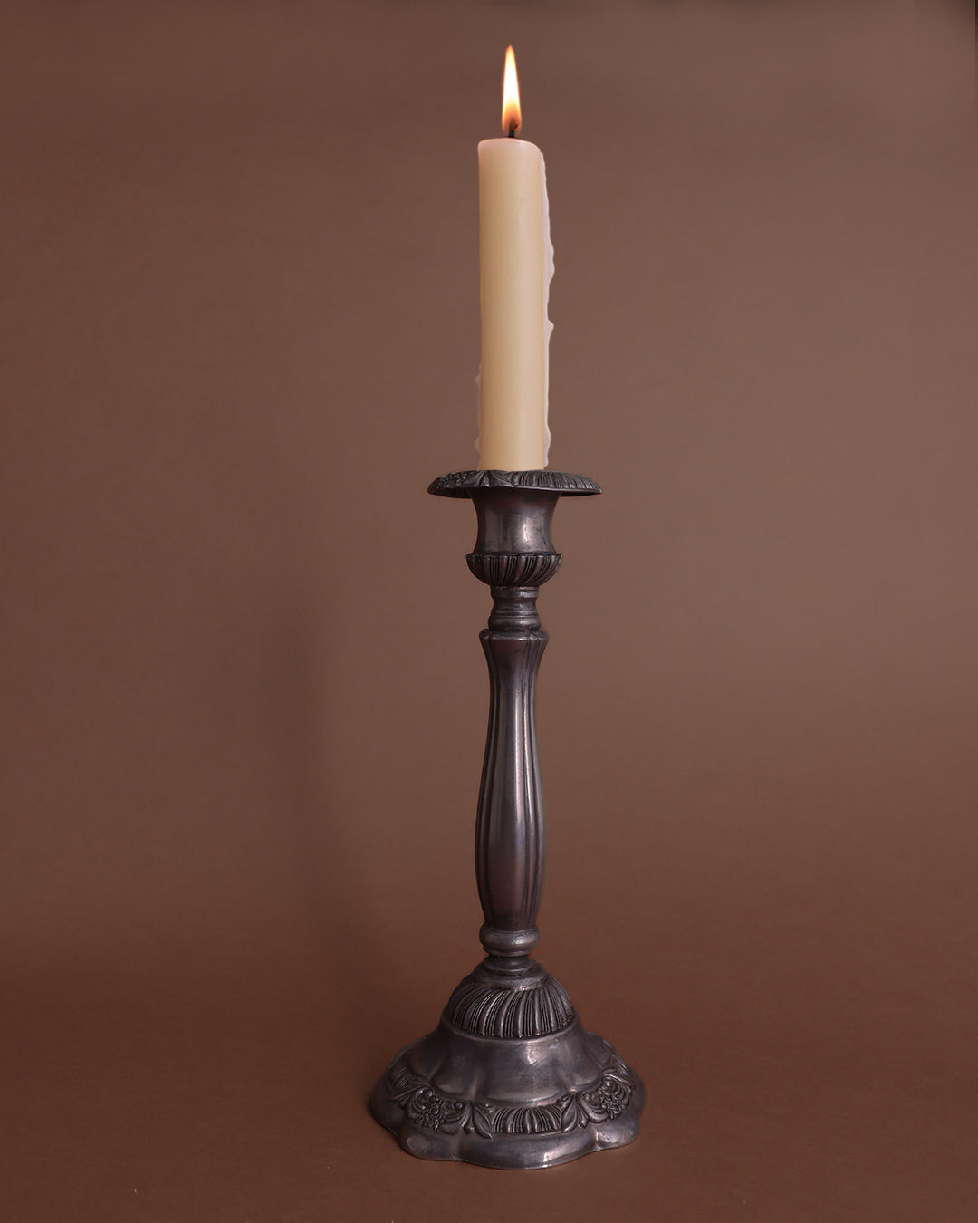 Ornate Pewter Candle Holder