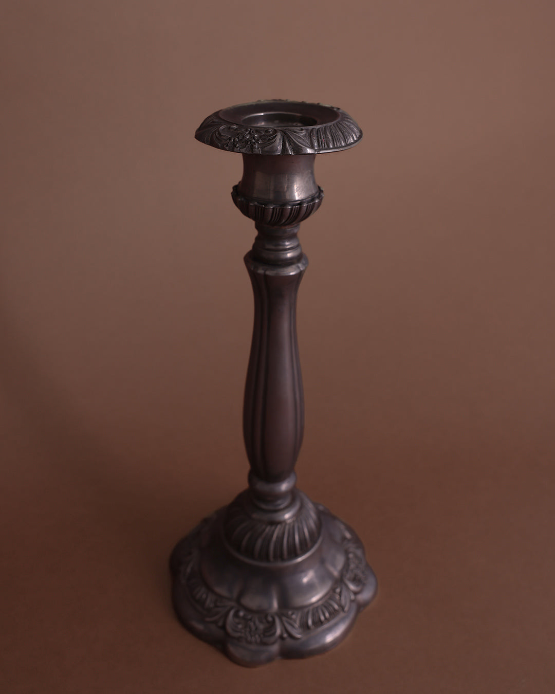 Ornate Pewter Candle Holder