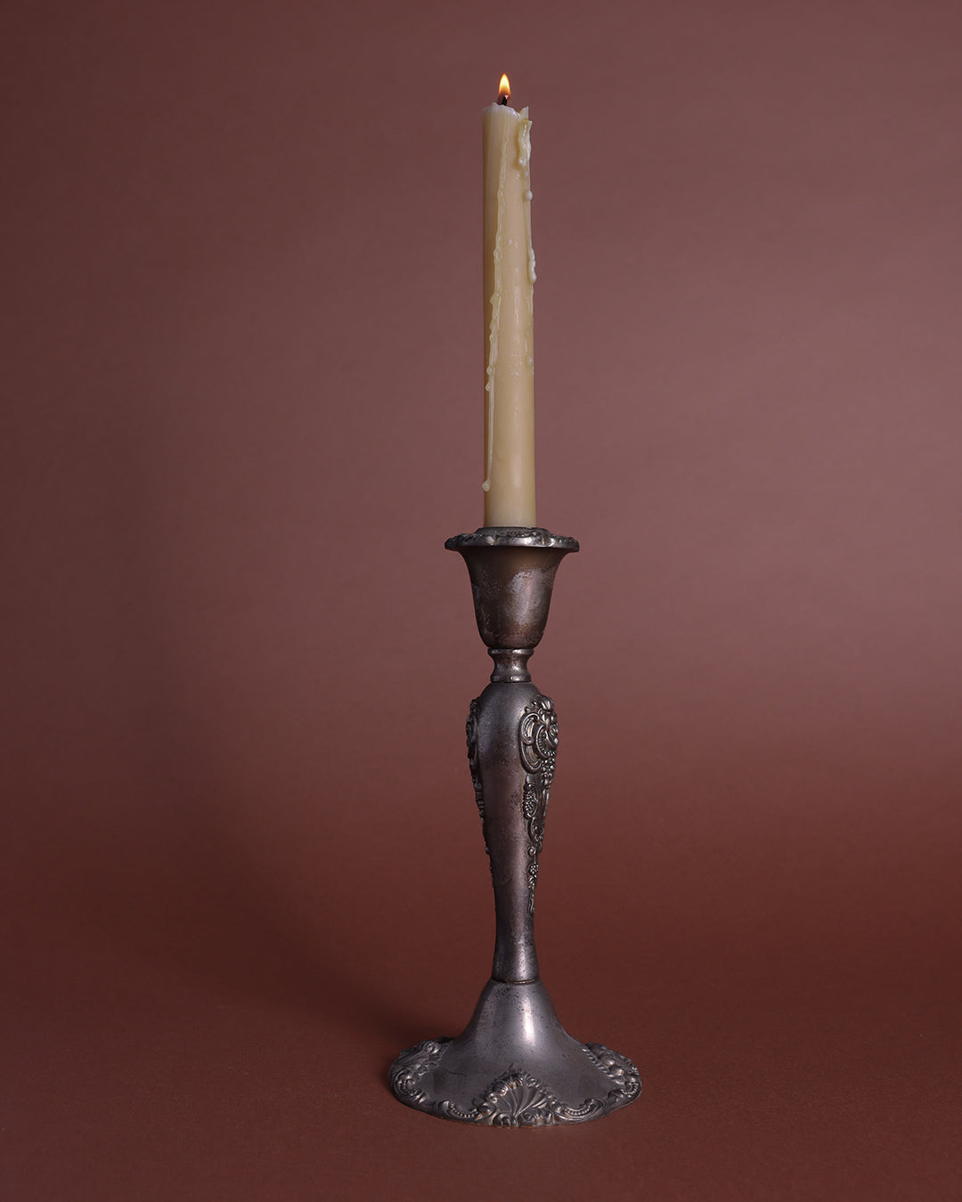 Ornate Silver-Plated Candlestick Holder