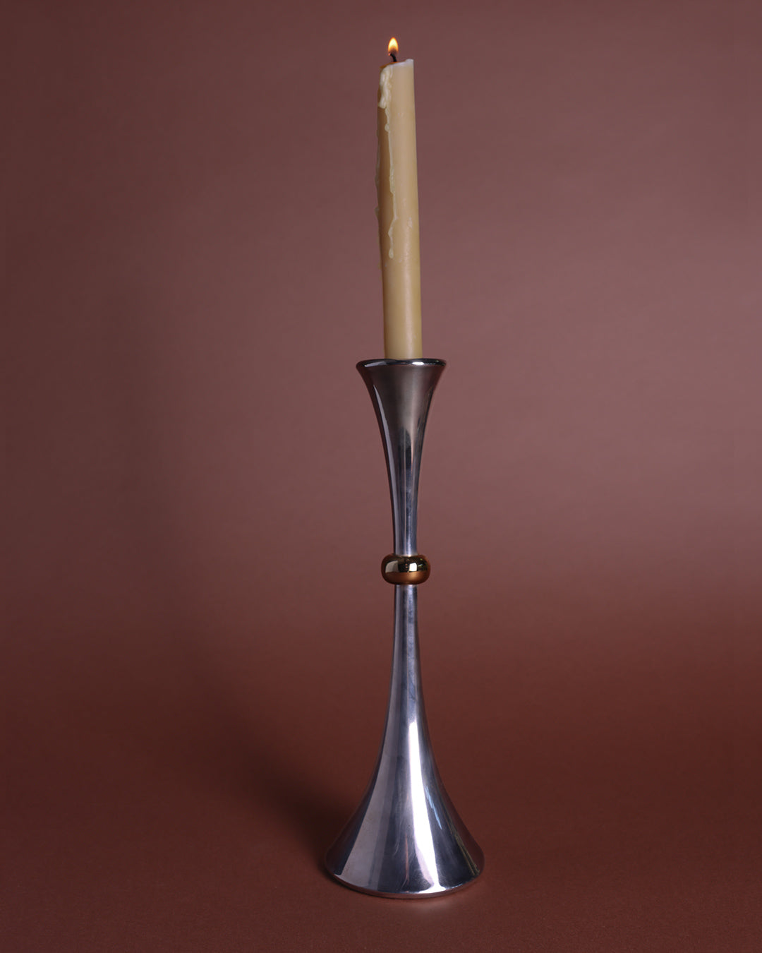 Vintage Silver & Gold Taper Candlestick Holder