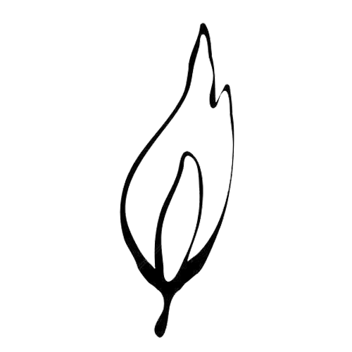 Flame icon representing 100% cotton fiber wicks for an even, steady burn.