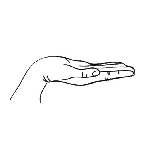 Hand icon representing handcrafted in the USA with globally sourced materials.